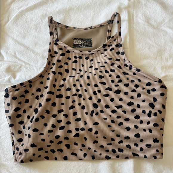 Beach Riot Other - Beach Riot Black and Tan Spotted Sports Bra